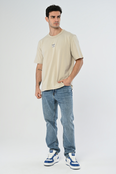 Taş Yazı Detaylı Oversize Tişört