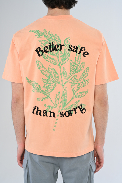 Yavruağzı Better Safe Than Sorry Arka Yazı Detaylı Oversize Tişört