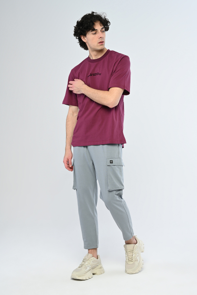 Bordo Better Safe Than Sorry Arka Yazı Detaylı Oversize Tişört