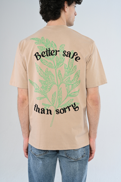 Taş Better Safe Than Sorry Arka Yazı Detaylı Oversize Tişört