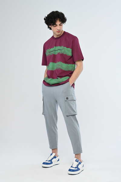 Bordo You Must Believe Yourself Yazılı Oversize Tişört