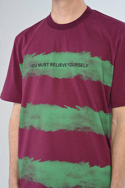Bordo You Must Believe Yourself Yazılı Oversize Tişört