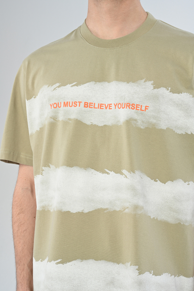 A.Yeşil You Must Believe Yourself Yazılı Oversize Tişört