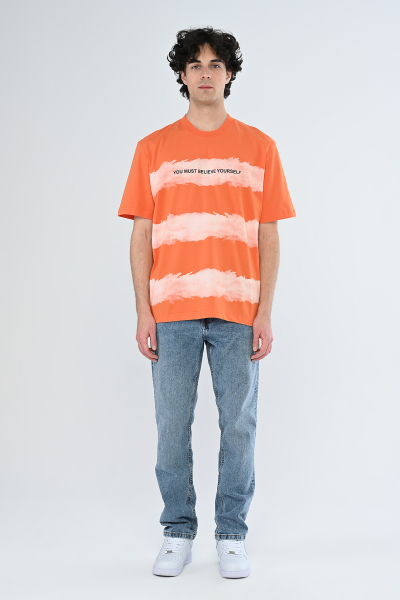 Turuncu You Must Believe Yourself Yazılı Oversize Tişört