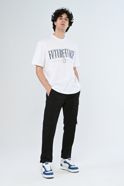 Beyaz FUTURETENSE Yazılı Oversize Tişört