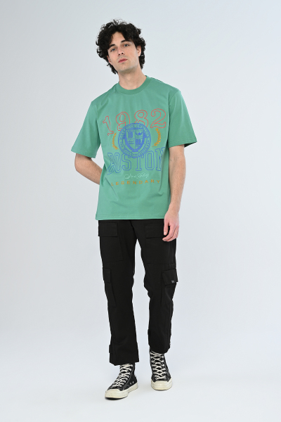 Yeşil 1982 Boston Yazılı Oversize Tişört