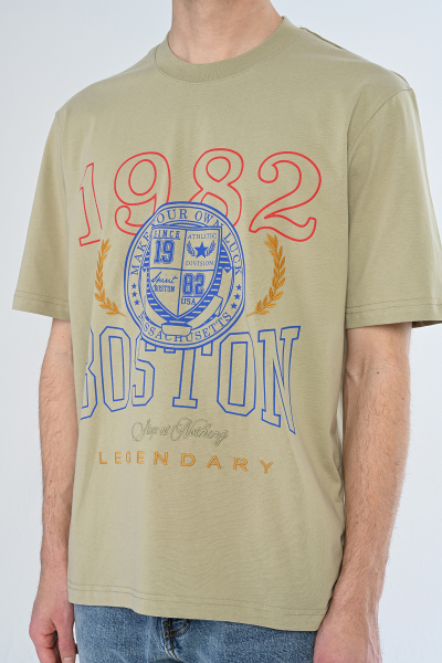 A.Yeşil 1982 Boston Yazılı Oversize Tişört