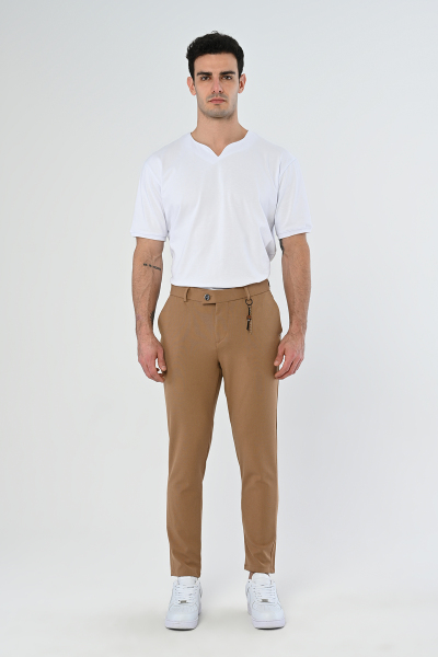 Vizon Köprü Aksesuarlı Slim Fit Kumaş Pantolon