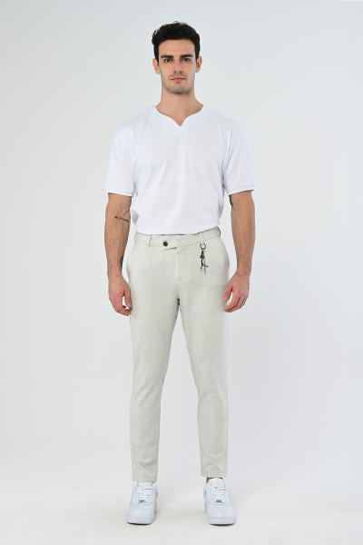 Taş Köprü Aksesuarlı Slim Fit Kumaş Pantolon
