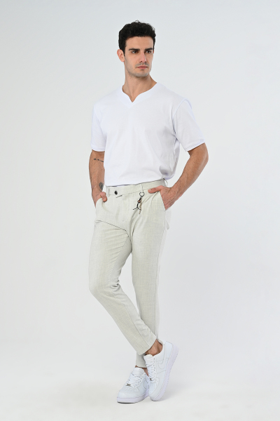 Taş Köprü Aksesuarlı Slim Fit Kumaş Pantolon