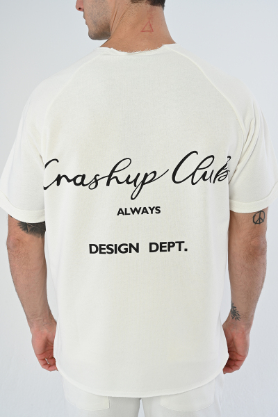 Beyaz Crash Up Clup Yazılı Şort Takım