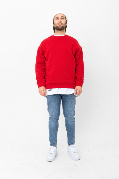 Kırmızı 3 İplik Şardonlu Sweatshirt