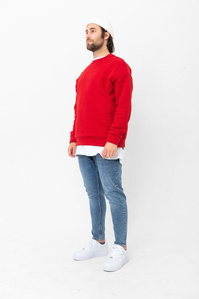 Kırmızı 3 İplik Şardonlu Sweatshirt