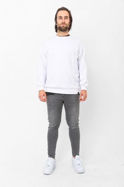 Beyaz 3 İplik Şardonlu Sweatshirt