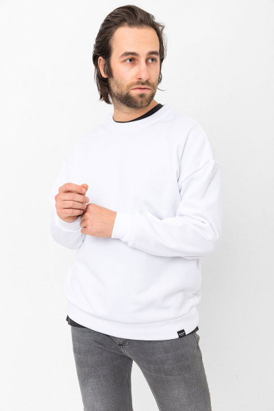 Beyaz 3 İplik Şardonlu Sweatshirt