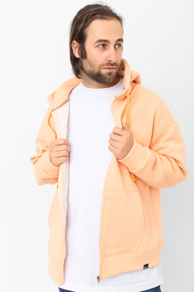 Kavuniçi 3 İplik Şardonlu Fermuar Detaylı Kanguru Cepli Kapşonlu Sweatshirt